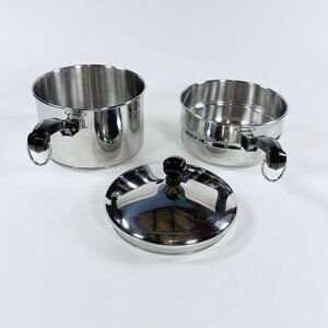 Vintage Farberware 2 Qt Double Boiler Stainless Steel Saucepan Lid 1990's